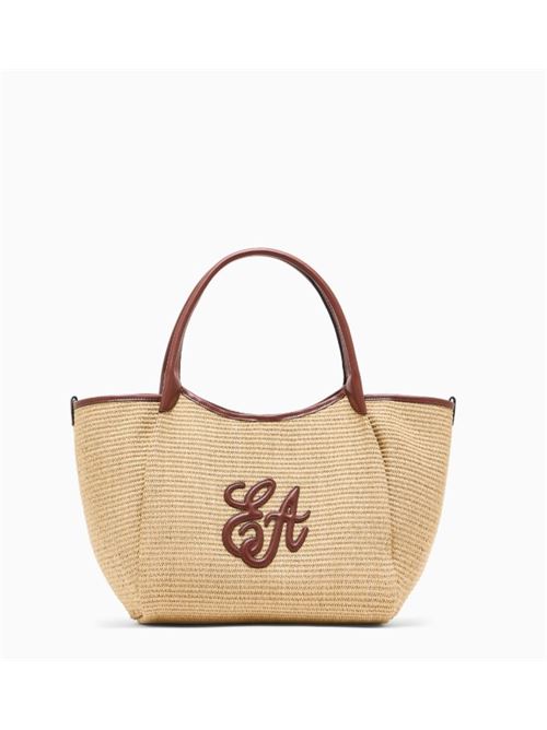 Medium woven straw shopper with EA logo Emporio Armani | EW001009 AF25819.M1334